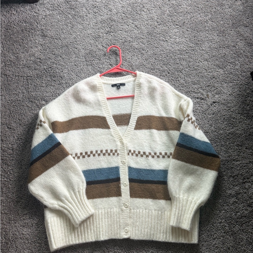 Vans Cream, Brown, and Blue Women's Cardigan
